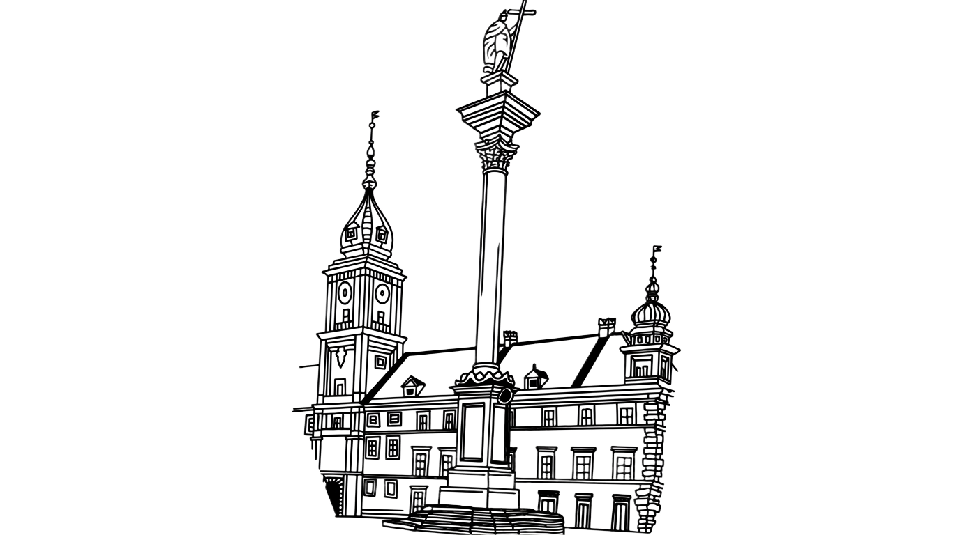 Warsaw Royal Castle and Sigismund's Column illustration